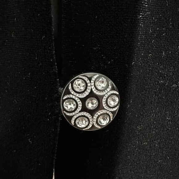 Vtg Bay Studio Velvet Jacket Petite XL Sheer Sleeve Rhinestone Button Evening - Picture 8 of 11